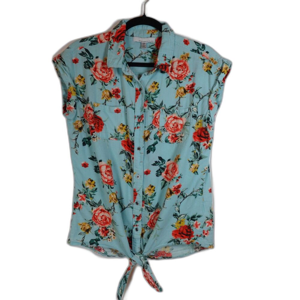 Womens Top Size S Petite Bohemian Boho Travel Floral Garden